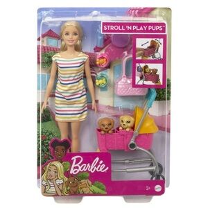 NIP Barbie Pets Stroll & Play Pups Playset with Blonde Doll